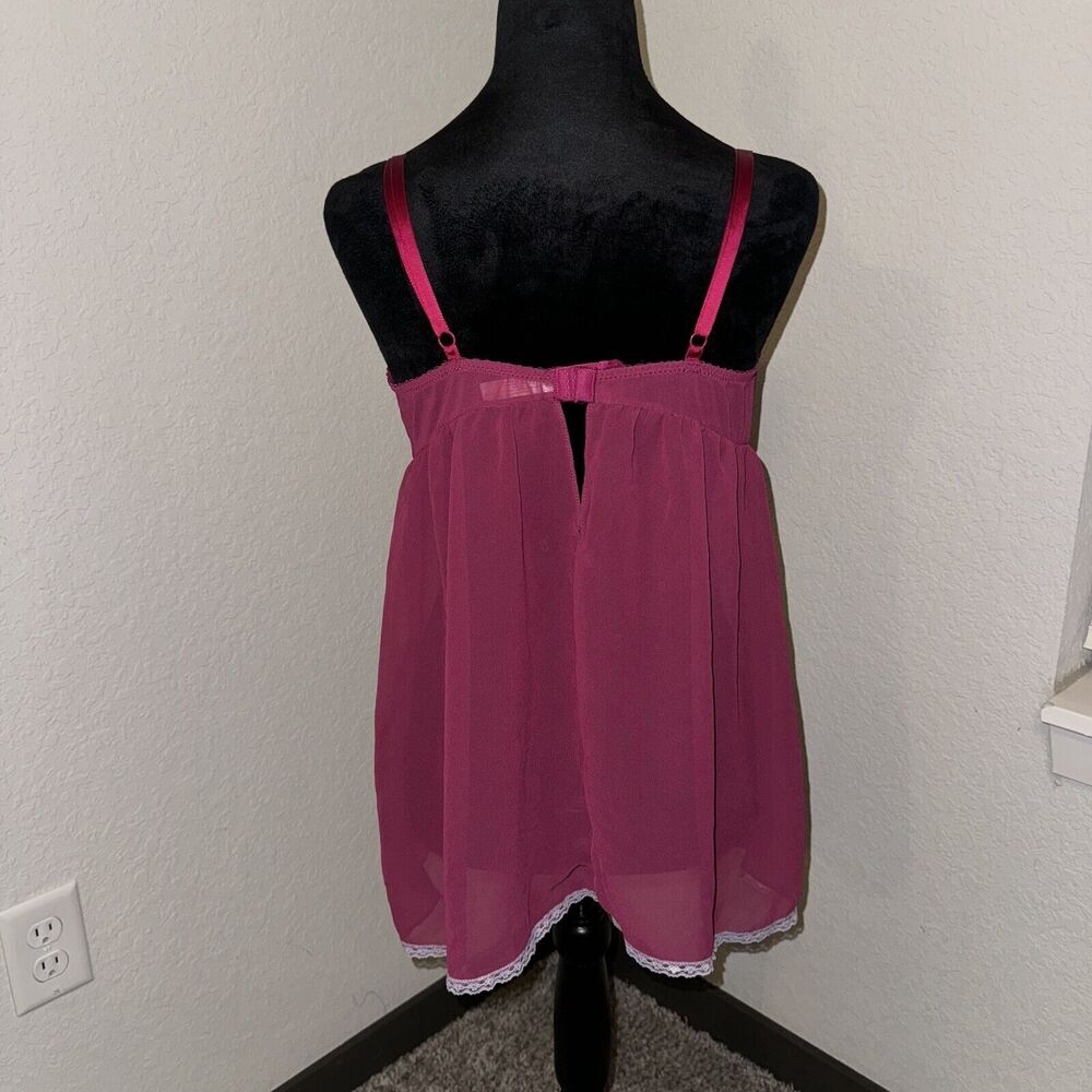 Simple Pleasures Tank Top Women's XL Pink Lined Classic V-Neck Lace Trim Sleep - Picture 2 of 6